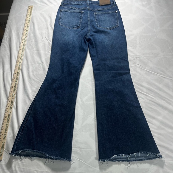 Judy Blue Dark Wash Distressed Flare Jeans Juniors size 7/28 stretch JB88739 - Picture 11 of 15